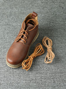 Brown Leather Shoelaces 3mm round Martin Boots Suitable for Timberland Large Yellow Boots Accessories Genuine Leather Shoes