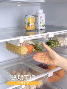 Refrigerator Organizer DrawerTransparent Organiser PET Fridge egg tray Hanging Pull Out Drawer Container Storage Box Holder Rack Space Saving