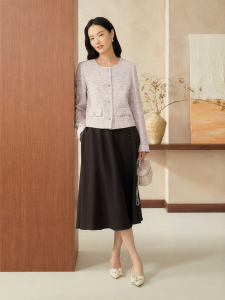 New Chinese Style Box Cuff Notch Buttons Wool Tweed Short Jacket