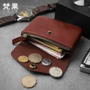 Handmade Vintage Leather Coin Purse Top Layer Cowhide Storage Bag Mini Genuine Leather Card Holder Driver License Bag