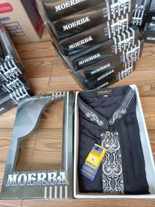 (BONUS DUS) Baju Koko Pria Terbaru Hitam Bordir Lengan PENDEK BSW DOBBY M L XL