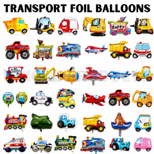 Transport Cartoon Car Balloons Fire Truck Car Train Foil Balloon Birthday Party Belon