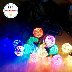DÂY ĐÈN LED ĐÚC LIỀN ĐUÔI 10M - 15 BÓNG PHA LÊ KÍN NƯỚC TRANG TRÍ NGOÀI TRỜI
