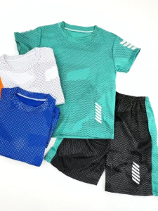[🚚จัดส่งจากกรุงเทพฯ] ‌ชุดกีฬาเด็กแขนสั้นเนื้อผ้าระบายอากาศ กันเหงื่อแห้งเร็ว เสื้อกับกางเกงชุดสำหรับเด็กอายุ 4-14 ปี