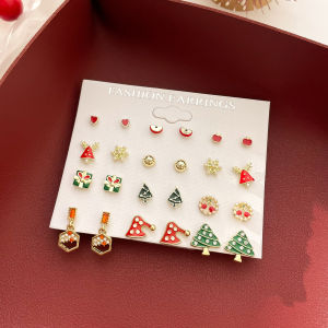 Fashionable Christmas Design Earring Set Festive Reindeer Bell Ear Cuff Cartoon Style Fashion Jewelry Accessory for Women