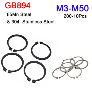 10-200Pcs Black 65Mn GB894 M3 To M50 304 Stainless Steel M3-50 Shaft C Type External Circlip Bearing Retaining Clip Snap Ring
