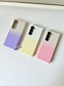 Foldable Phone Case with Central Axis Protection Gradient Color Pink Purple for Samsung ZFold7 ZFold6 ZFold5 ZFold4 ZFold3