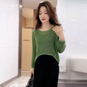 Breezy Short Sleeve Openwork Sweater For Women Spring Summer