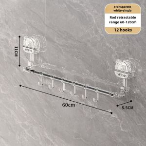 Bathroom Suction Cup Type Towel Rack Bathroom Retractable Rotate Bath Towel Bar Punch-Free Wall Hanging Single Rod Storage