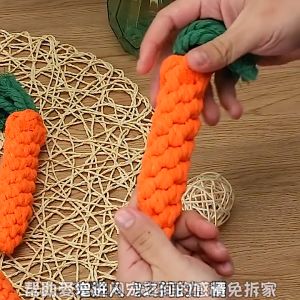Pet Dog Toy Puppy Carrot Shape Cotton Rope Molar Tooth Cleaning Chew Training Toy 22cm Long Braided Rope