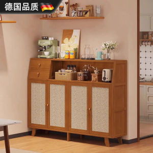Modern Minimalist Solid Wood Storage Cabinet Living Room Tea Water Cabinet Integrated Design Anti Moisture Treatment 4 Layers
