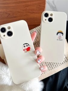 Cute Cartoon Crayon Shinchan Cherry Small Ball Phone Case Compatible with 15  14Promax New Model 13/12 Full Cover TPU 11/16 Anti-Fall Protective Case for Couples 6/7/8 Men And Women