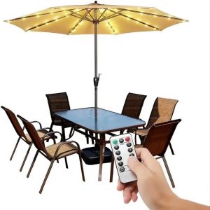 1pc Light Up Your Patio Yard Umbrella Light Battery Powered 104 LED Outdoor Waterproof 8 Lighting Modes Fairy Light