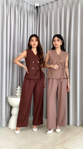 Eadlin - SERENA | Vest Semiwool | Atasan Wanita Rompi Dengan Bukaan Kancing Dan Tali V-Neck Bergaya Korea | Korean Style | Clean Outfit | I Wear Eadlin Belah Samping Panjang