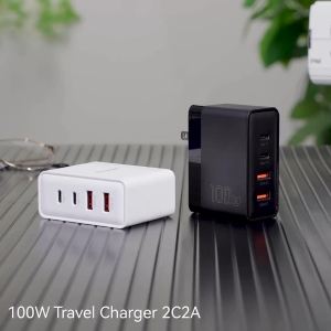 227Essager 100W 2C2A Desktop Charger GaN USB C PD Fast Charging Station QC 3.0 PD 3.0 Type C Quick Charge For iPhone Samsung Huawei  Mobile Phone Chargers