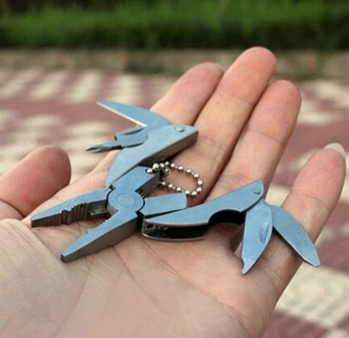 【High Quality+in Stock】Portable MINI Stainless Steel Multi Tool Pocket Multifunctional Tool for Travel Foldable Multipurpose Plier Multitool Keychain Screwdriver with Led Light