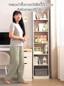 VVM ชั้นวางหนังสือ ชั้นเก็บของ ความจุขนาดใหญ่ช่วยประหยัดพื้นที่ ชั้นวางของไม้ โมเดิร์น ชั้นวางหนังสือไม้ การออกแบบที่เรียบง่าย Bookshelf A