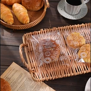 100Pcs Plastic Bread Packaging Bags Toast Doughnut Cookie Food Self Adhesive Gift Bag Food Storage
