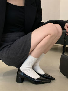 Spring Commute Soft Leather Pointed Toe Flat Heel Fashionable All-Match Work Shoes Korean Style Slip-On Daily Wear Rubber Sole