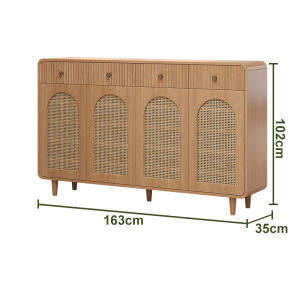 Antique Style Rattan Wood Entrance Storage Cabinet