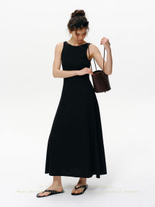 SHEITAOZI | Slimming A-line Sleeveless Dress with Drape and Open Back