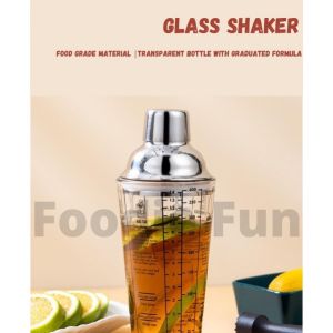 Cocktail Shaker Mixer Pourer Bar Tools Stainless Steel Glass With Scale 400ml/Cocktail Shaker Mixer Pourer Bar Alatan Kaca Keluli Tahan Karat Dengan Skala 400ml