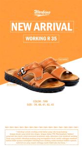 Sandal Slide Pria Bahan Kulit Working R-35 Sandal kasual pria dewasa