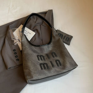 Fashionable Large Capacity Casual Womens Shoulder Bag Canvas Tote Handbag Bucket Shape Soft Handle Magnetic Buckle Closure