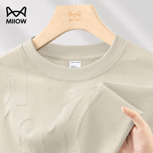 miiow | Mens Summer Casual T-Shirt Laser Engraving Short Sleeve Breathable Loose Fit Cotton Polyester Blend Standard Fit Basic Style