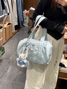 South Korea Niche Style Marithe Bag Denim Canvas Bag Boston Bowling Bag Shoulder Bag Work Clothing Travel Bag