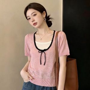 AIYITI | Unique Attractive Pink Short Sleeve T-Shirt for Big Size Women
