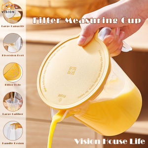Vision 1000ML Filter Measuring Cup with Scale Egg Liquid Filtration Measuring Cup Egg Liquid Mixing Cup Built-in Filter Clear Removable Filter Mixing Kitchen Baking Gadget