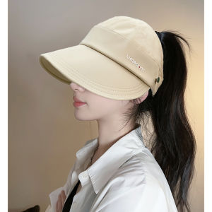 2025 New Womens Fishing Cap Empty Top High Ponytail Outdoor Spring Summer Quick Dry Sun Hat Face Covering Casual Style