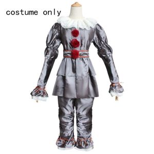 Pennywise Cosplay Costume Adult/Kids Clown Revival COS Terror Horro Clothing Set for Halloween Carnival Masquerade(130CM-XXXL))