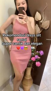 Ami Collecttion - Dress Slit Rantai Rajut / Dress Slit / Midi Dress / Dress Bodycon / Slit Bodycon