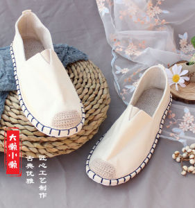 Summer Trendy Retro Casual Canvas White Sneakers Lazy Style Youth Fishing Boat Mens Shoes Flat Rubber Sole Lightweight Slip-On