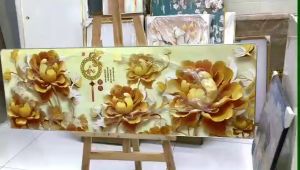 Tranh treo tường VTC Hoa mẫu đơn vàng nhiều mẫu 201809072236554389177 KT 120 x 40 cm TG chọn mẫu