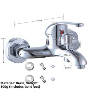 Brass Mixing Valve Shower Faucet Hot & Cold Switch Bath Tub Valve