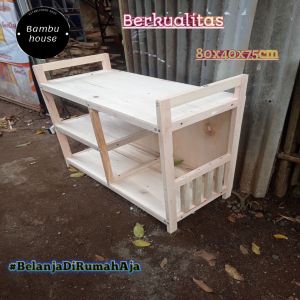 Meja Kompor Gas 2 Tungku Serbaguna kayu 80x40x75cm