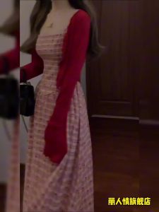 LIRENQING | Elegant Sophisticated Retro Red Checkered Ladies Summer Set Dress