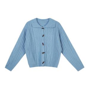 เสื้อสเวตเตอร์ถักสไตล์นักเรียนญี่ปุ่นหวานๆ สำหรับเด็กผู้หญิง Sinbounboun ฤดูใบไม้ร่วง 2024 เสื้อคลุมคาร์ดิแกนถักแบบเปิดคอปกแขนยาว