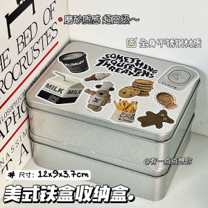 Frosted Iron Box American Style Creative Dustproof Desktop Organizer Sticker Card Storage Box High Aesthetic Value Storage Container