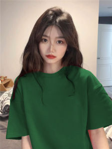 Black Pure Cotton Short Sleeve Shoulder T-Shirt Womens Oversize Summer Loose Large T-shirt Cold Series Fancy Tops