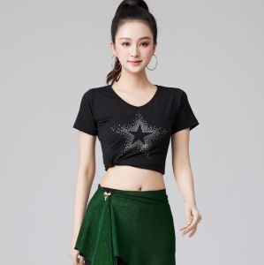 Váy thể thao thân trên khiêu vũ hình vuông mùa hè tay ngắn trang phục khiêu vũ Chân Váy Ngắn
