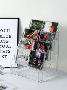 Acrylic CD Storage Box Vinyl Record Display Rack Tape Storage Case Black Glue Album Storage Shelf Family Organizer