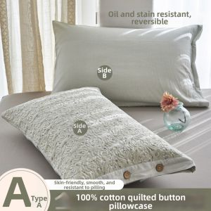 BEIPIN | 100% Cotton Buttoned Quilted Moisture-Resistant Pillow Cover