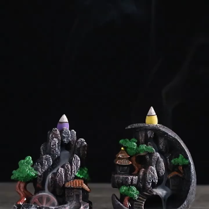 2025 New Waterful Backflow Incense Holder Mountain Cones Incense Burner 风水 高山流水 树脂倒流香炉 倒流香 香爐