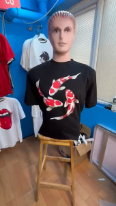 Kaos Pria Model Terkini Trending Motif 3D Bahan katun 24 ikan Koi Tiga  H0438