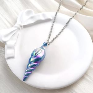 Game Stardew Valley Mermaids Pendant Cosplay Necklace Blue Screw Pendant Choker Fashion Collarbone Chain Accessories
