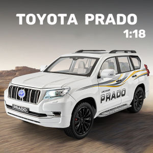 โมเดลรถโตโยต้าพราโดขนาด1:18ของเล่นของขวัญโลหะเด็กผู้ชายไฟเสียงรถ Diecast วันเกิดสำหรับเด็กคนรักของสะสม
